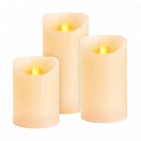 Svíčky MagicHome, 3xLED, 3xAAA, pravý vosk, jednoduché svícení, 7,5x10-12,5x15cm