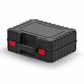 Kufr na nářadí s upevňovacími páskami HEAVY černý 384x335x144mm