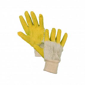 Povrstvené rukavice DETA bílo-žluté, v. 10