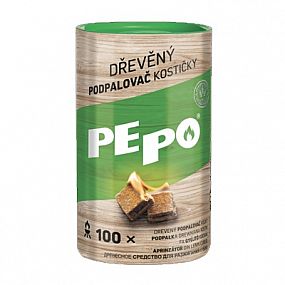PE-PO dřevěný podpalovač kostičky, 100ks