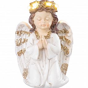 Dekorace Anděl modlicí, LED, polyresin, na hrob, 11,5x7,5x15,5 cm MagicHome
