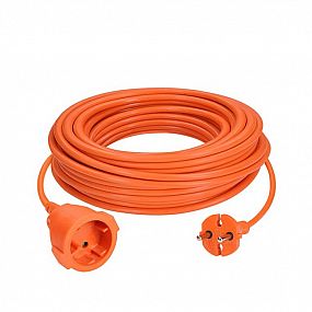 Prodlužovací přívod 1z, 20m, oranžový kabel plochý