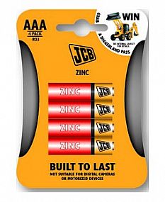 Zinko-chloridové baterie JCB R03/AAA, blistr 4ks