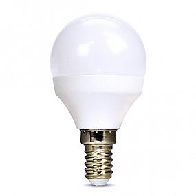 LED žárovka, miniglobe, 6W, E14, 3000K, 510lm, bílé provedení