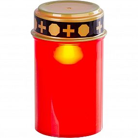 Kahan s LED svíčkou červený, 12cm MagicHome TG-10, na hrob, (součást balení 2xAA)