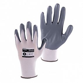Povrstvené rukavice GLONI bílo-šedé, v. 08