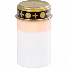Kahan s LED svíčkou bílý, 12cm MagicHome TG-10, na hrob, (součást balení 2xAA)