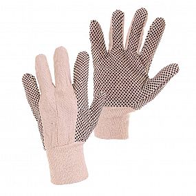 Textilní rukavice s PVC terčíky GABO, v. 10