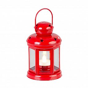 Lucerna MagicHome červená, s LED svíčkou, 10x15/20cm